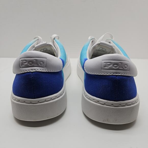 Polo Ralph Lauren Court125 Shoes Womens Tie Dye Turquoise Royal Aqua Canvas 6.5 - Picture 5 of 8